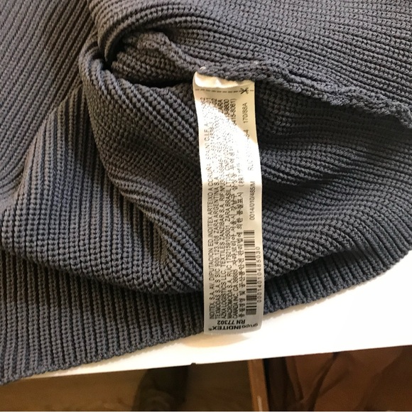 Zara Blue Gray Cropped Funnel Neck Drop Shoulder Sweater - Picture 9 of 12